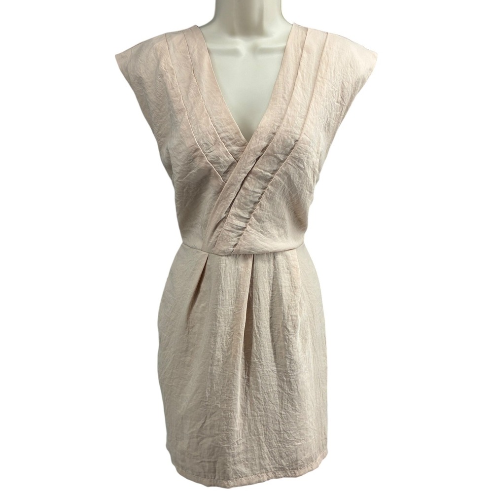 Eva Franco Anthropologie Taupe Textured Sheath Dress‎ Lined Cocktail Size 8